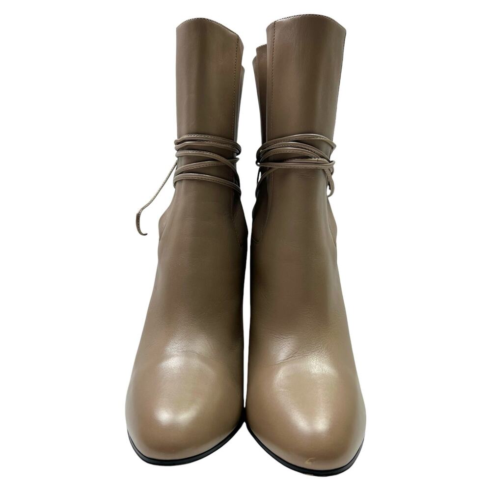 GUCCI Indya GG Pleated Accent Ankle Booties EU 39 US 9 Neutral Leather Heel Boot - Picture 2 of 12